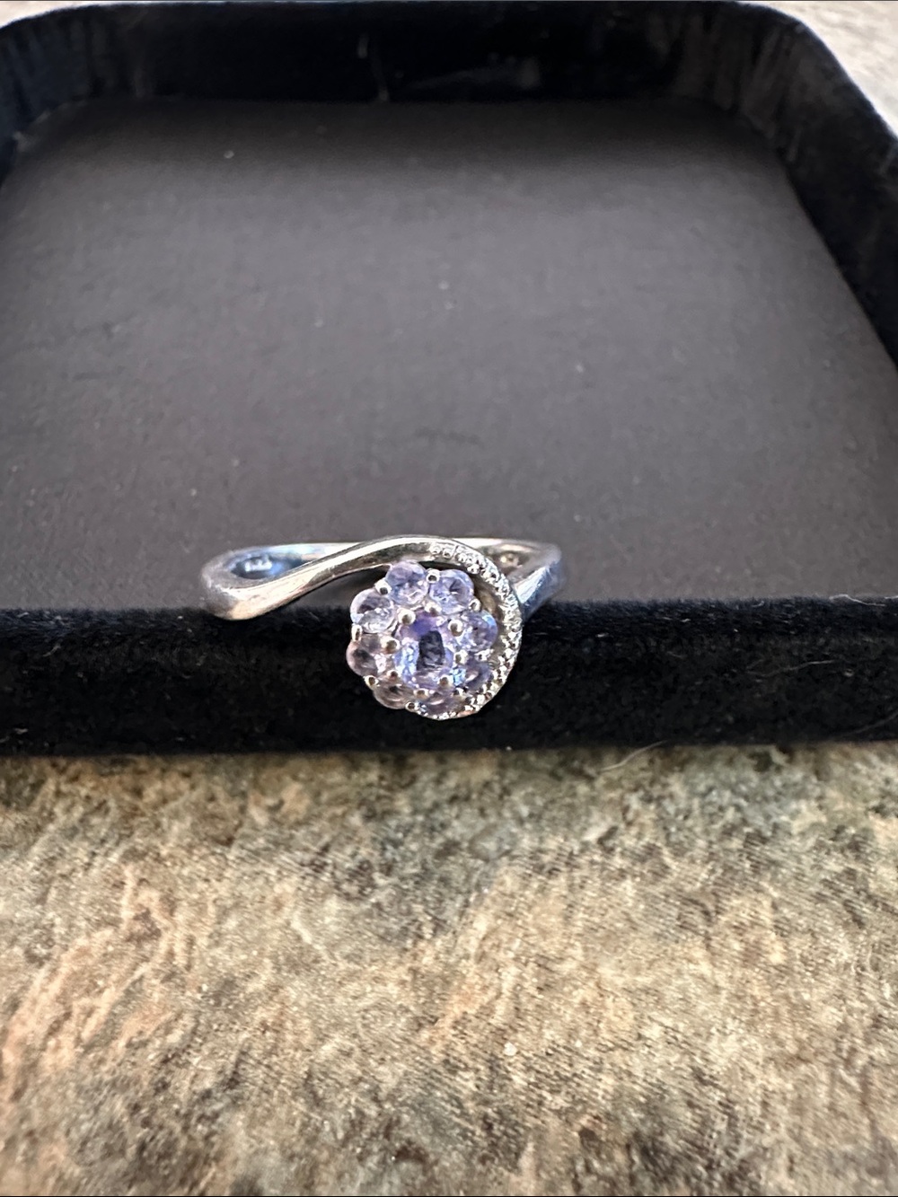 Lavender Crystal Cluster Twist Band Ring
